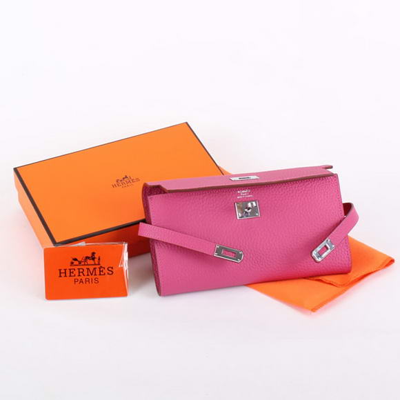 High Quality Hermes Kelly Bi-Fold Wallet A708 Roseo Fake